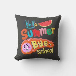 Coussin de jeté Bonjour l'été Au revoir l'école
