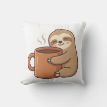 Coussin de jeté Cozy Sloth Café