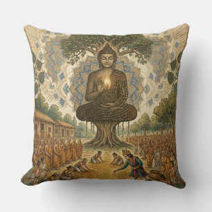 Coussin de jeté d'art de méditation Bouddha paisib