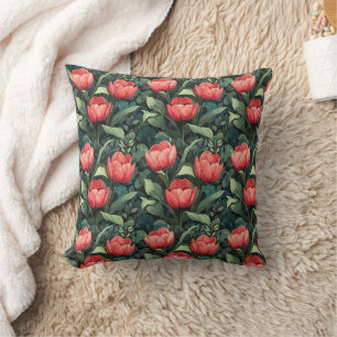 Coussin de jeté décoratif floral tulipe pour la ma