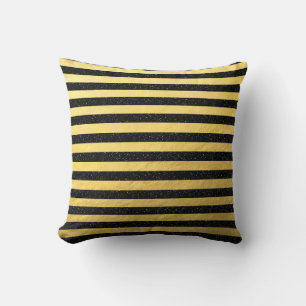 Coussin de jeté en feuille d'or avec rayures en pa