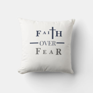 Coussin de jeté Faith Over Fear – Minimaliste Chré