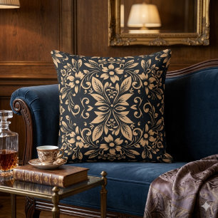 Coussin de jeté floral en damas d'élégance de minu