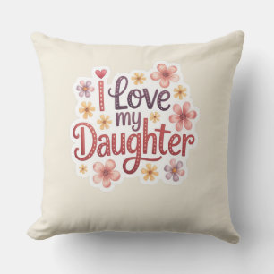 Coussin de jeté 'J'aime ma fille'