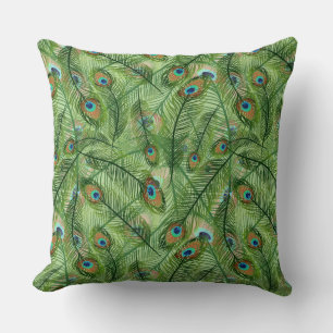 Coussin de jeté - Plumes de paon