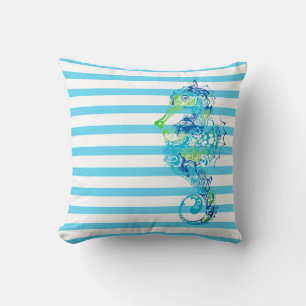 Coussin de jeté - Rayures & hippocampe