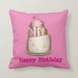 Coussin de "joyeux anniversaire" de rose avec le