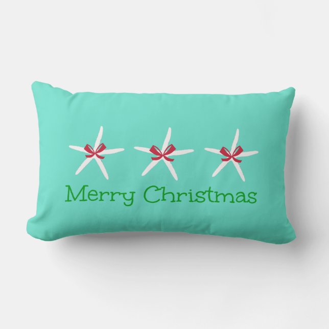 Coussin de Joyeux Noël de 3 étoiles de mer (Recto)