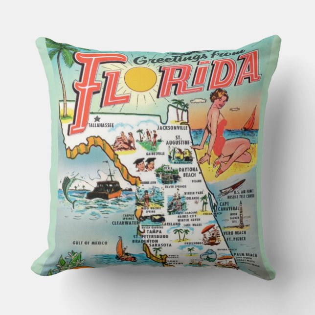 Coussin de la carte des voeux de Floride (Recto)