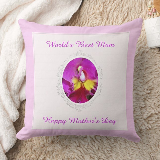 Coussin de la fête des mères de l'orchidée rose ja (Couverture)