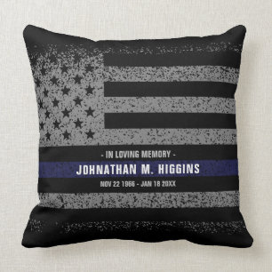 Coussin de la ligne bleue mince de la police en mé