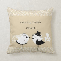 Coussin de la mariée mariage et des oiseaux de cha
