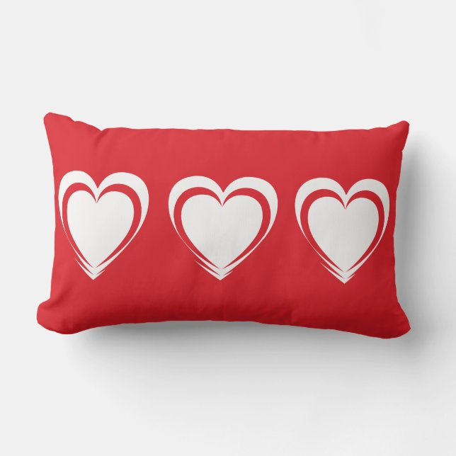Coussin de la Saint Valentin rouge aux coeurs blan (Recto)