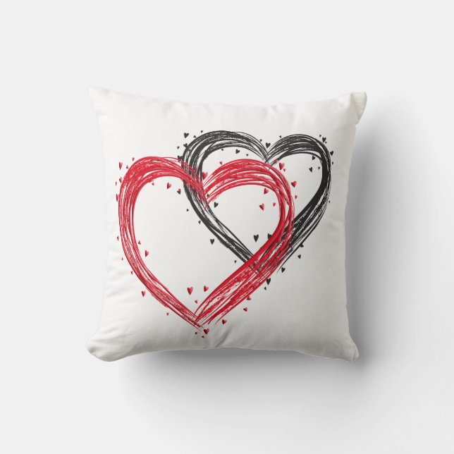 Coussin de la Saint Valentin rouge et blanc (Recto)