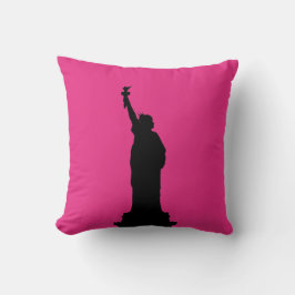 Coussin de la statue noire et rose chaud de la lib