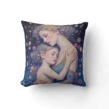 Coussin de lancer d'art de mère et d'enfant