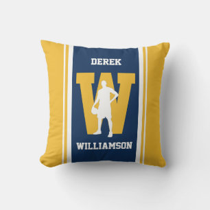 Coussin de lancer de basket rayé bleu marine et or