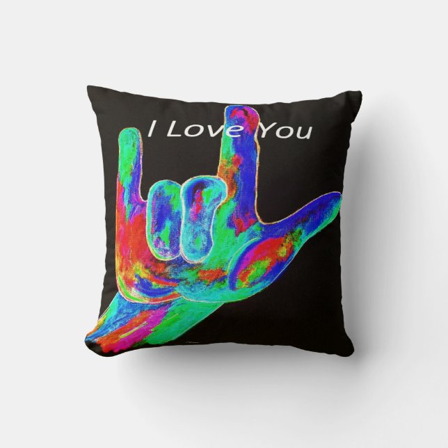 Coussin de langue des signes américaine d'ASL JE (Recto)