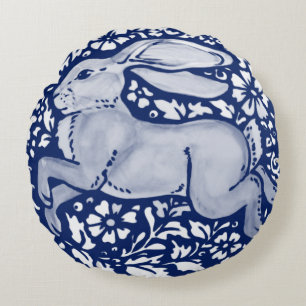 Coussin de lapin bleu et blanc Indigo Cobalt Dedha