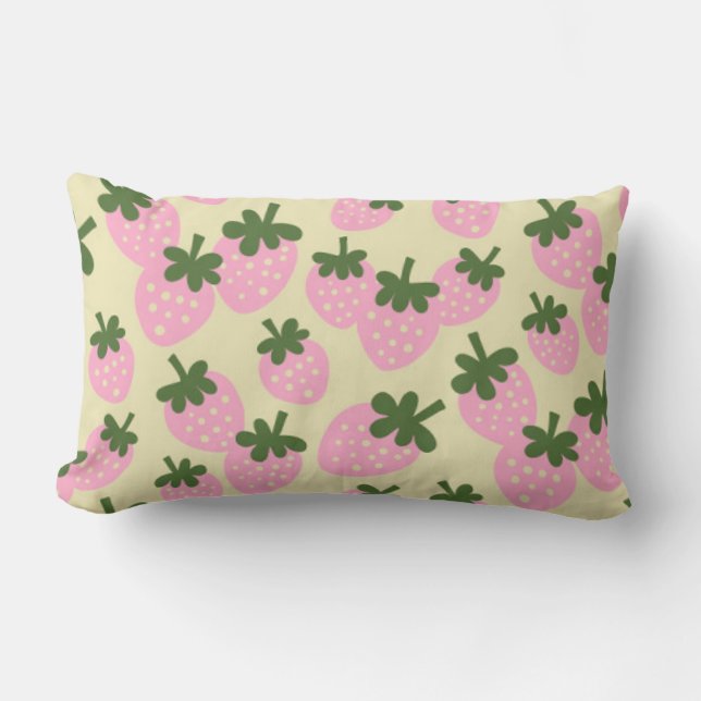 Coussin de lombaire de fraises éparses (crème) (Recto)