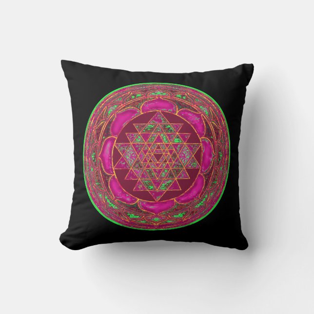 Coussin de mandala de Lakshmi Yantra (Recto)