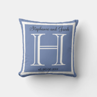 Coussin de mariage personnalisé bleu