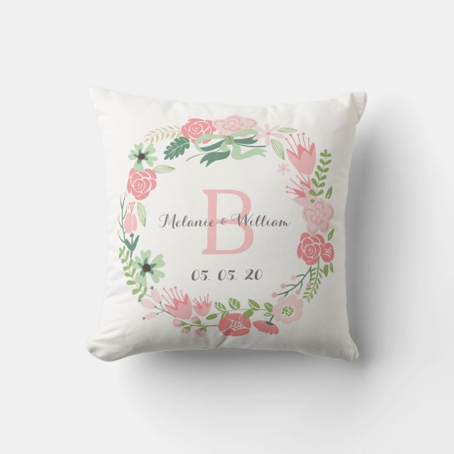 Coussin de mariage personnalisé par guirlande (Recto)