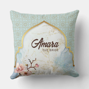 Coussin de mariée personnalisé Aquarelle bleu cl