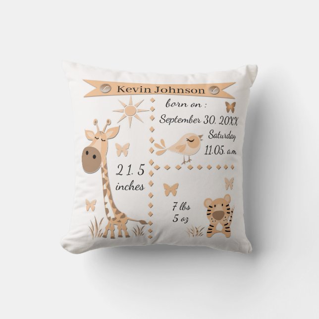Coussin De mignons animaux de la jungle dans la pêche lanc (Recto)