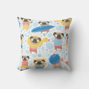 Coussin De mignons carlins en vacances. motif avec carlin