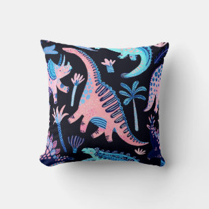 Coussin De mignons dinosaures caricaturaux motif sans cout