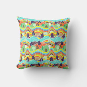 Coussin De mignons motifs de forêts colorés
