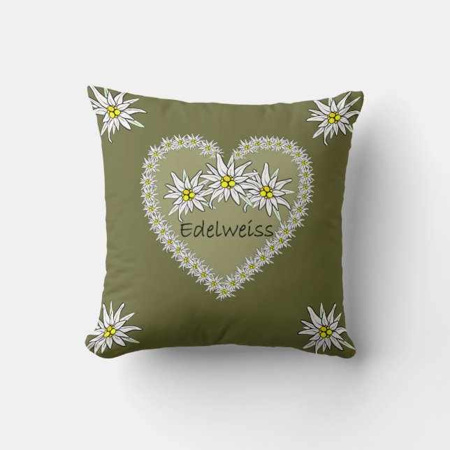Coussin de MoJo d'Américain de coeur d'edelweiss (Recto)