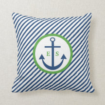 Coussin de monogramme d'Ancre de bleu marine et de