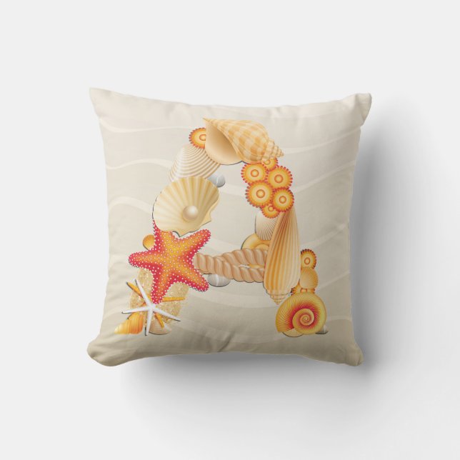 Coussin de monogramme de Beach Seashell - SRF (Recto)