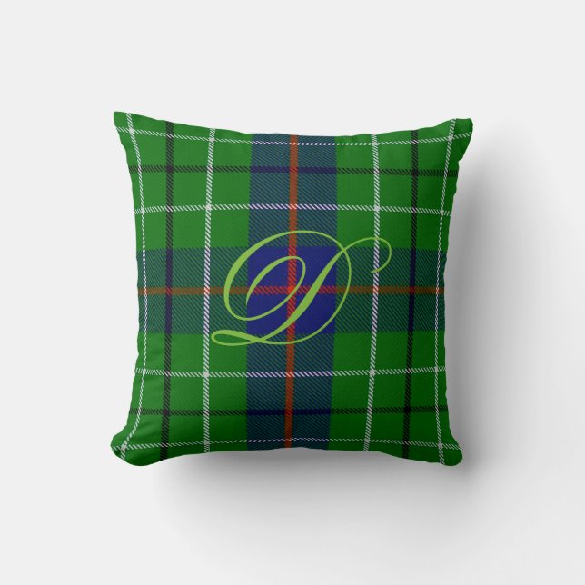 Coussin de monogramme de tartan de Duncan (Recto)