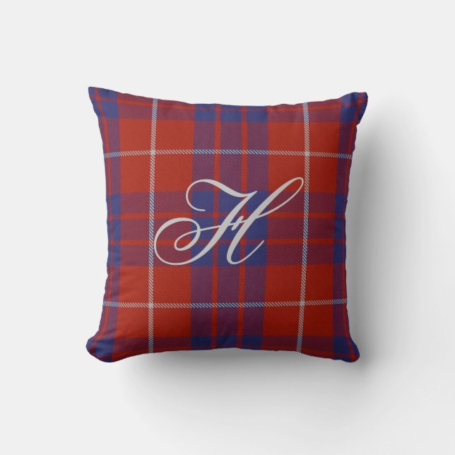 Coussin de monogramme de tartan de Hamilton (Recto)