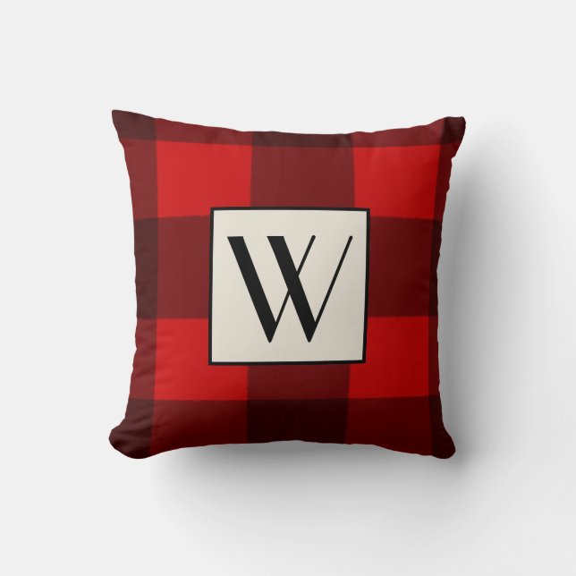 Coussin de monogramme rouge et noir (Recto)