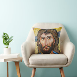Coussin de mosaïque de Jésus byzantin - Accent rel