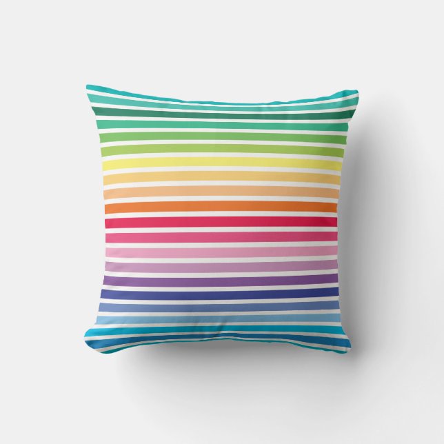 Coussin de motif de rayures d'arc-en-ciel (Recto)