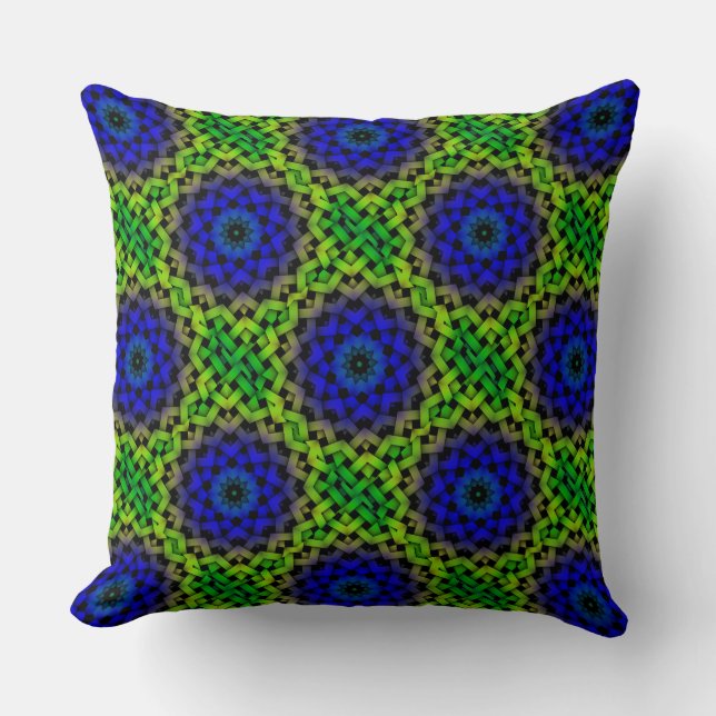 Coussin de Motif en treillis bleu vert du concepte (Recto)