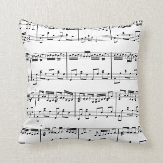 Coussin de musique de feuille noir et blanc