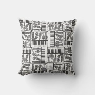 Coussin de musique noir et blanc