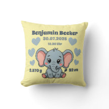 Coussin de naissance personnalisable - Éléphant
