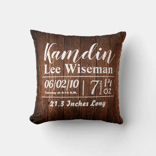 Coussin de naissance personnalisé Grange Bois Pays