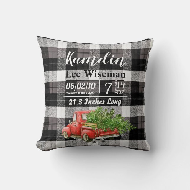 Coussin de naissance personnalisé XMAS Camion Baff (Recto)