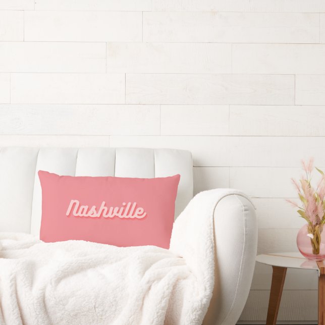 Coussin de Nashville Retro Pink Script Lumbar Cous (Canapé)