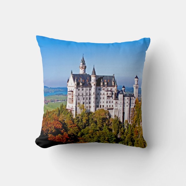 Coussin de Neuschwanstein 16x16 de château (Recto)