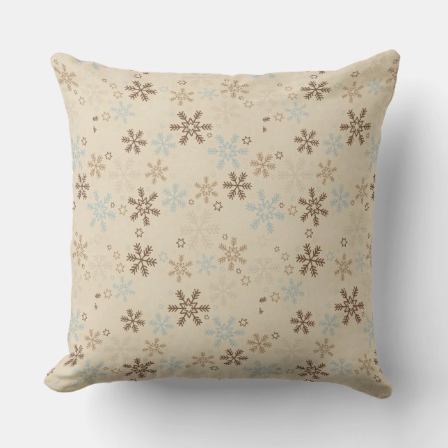 Coussin de Noël à jeter - Flocons de neige (Recto)