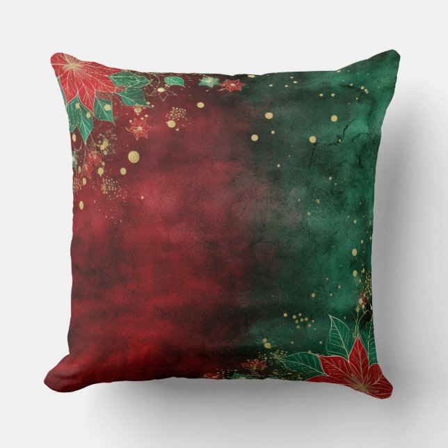 Coussin de Noël Abstrait - Rouge et Vert moderne (Recto)